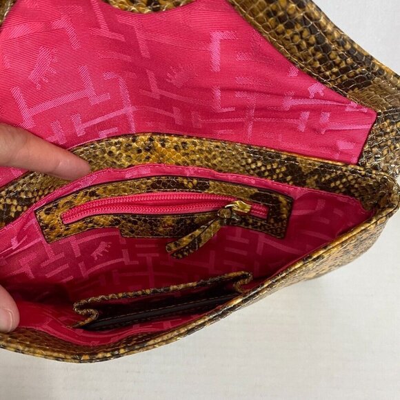 Elaine Turner Clutch Faux Snakeskin Pebbled Magnetic Closure Envelope Mobwife - Picture 14 of 16